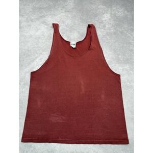 VTG Beach‎ Blvd Tank Top Mens Medium Red 100% Cotton Made USA Sleeveless Shirt